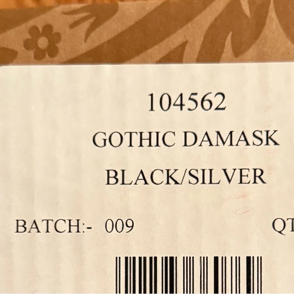 New! Gothic Damask- Black & Silver Flock Wallpaper by Graham & Brown, dbl roll